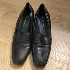 Black Sesto Meucci heeled loafers, women’s size 8, made in Italy.
